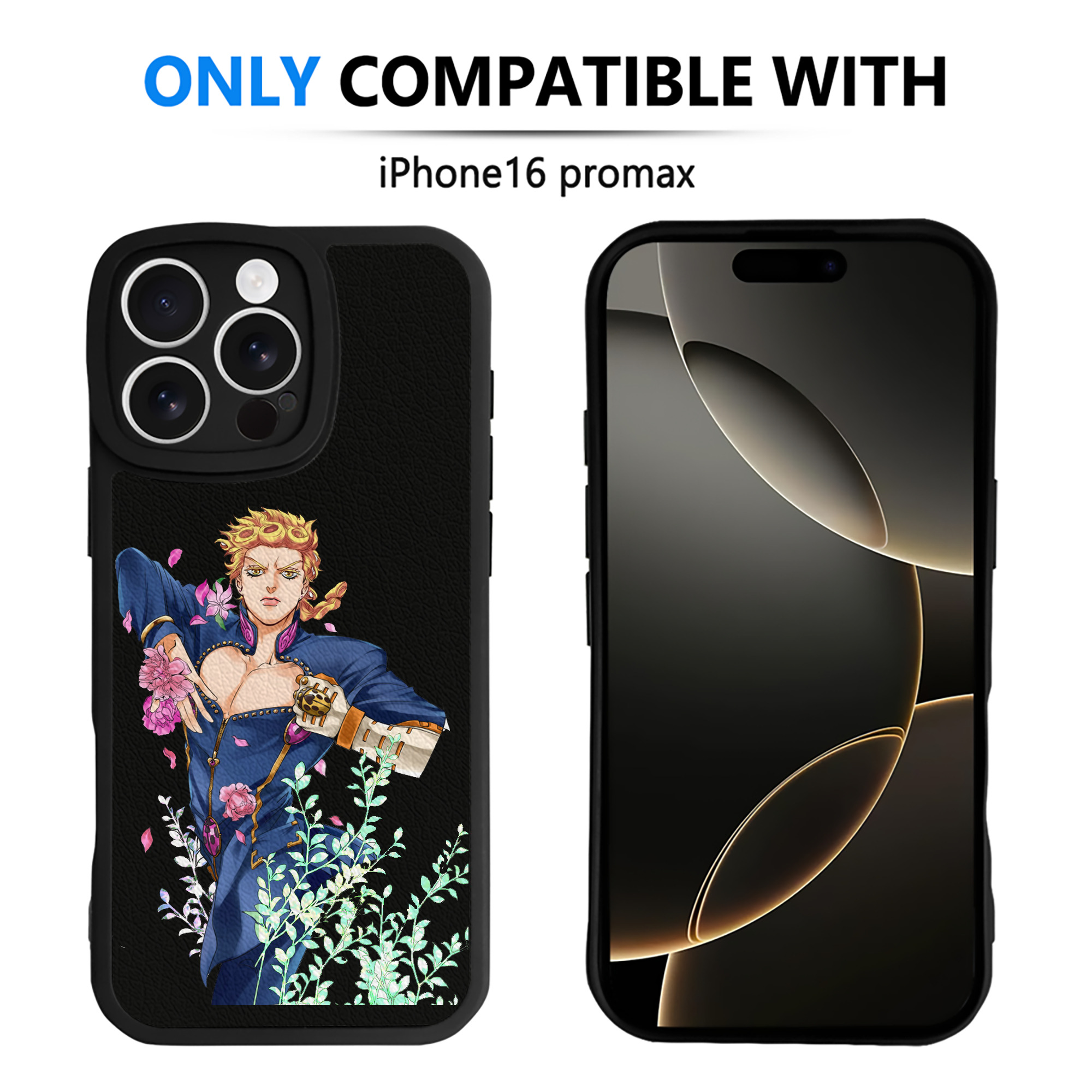 （画像用） ジョジョの奇妙な冒険 ジョルノ?ジョバァーナ JoJo's Bizarre Adventure Giorno Giovanna 【iPhone 16シリーズ対応】シリコンスマホケース（レザー調） 材質：シリコン